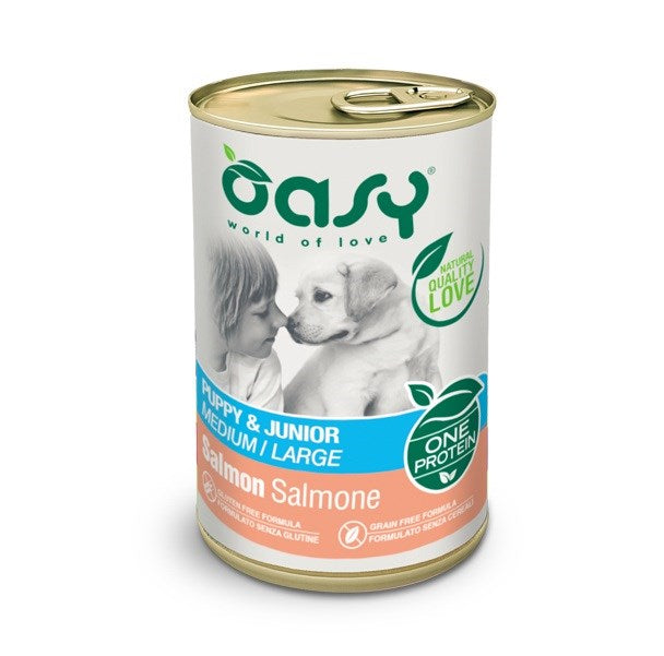 OASY One Protein Puppy & Junior Medium/Large Salmon - wet dog food - 400g
