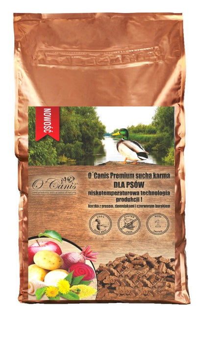 O'CANIS Duck with millet, potatoes, and red beet - dry dog food - 1,5kg