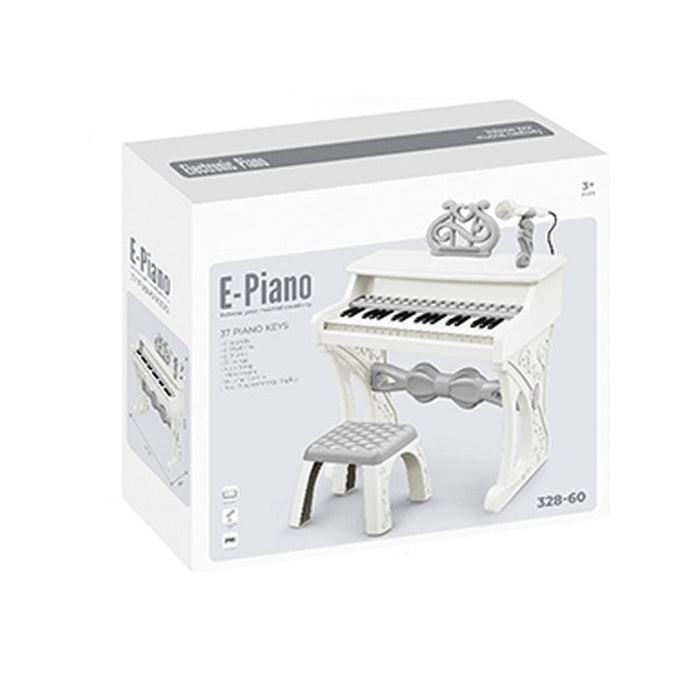 OCIE Piano with Microphone and Stool 37 Keys White
