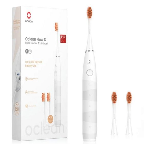 Electric toothbrush Oclean Flow S, 1.85W, 76000 rpm, 5 modes, Timer, Type-C, Antibacterial surface, White