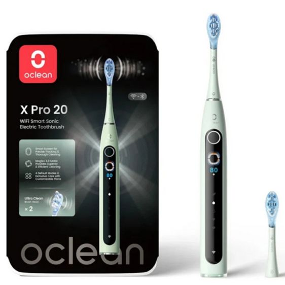 Electric toothbrush Oclean X Pro 20, AI, Maglev 4.0, 84000 rpm, Wi-Fi, FlexFit, IPX7, Green