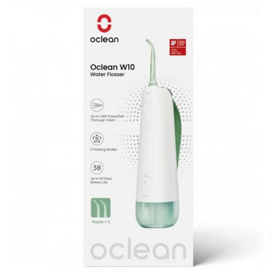 Oclean W10 dental irrigator, 5 modes, 2 nozzles, 200 ml, 1400 pulses per minute, IPX7, Green