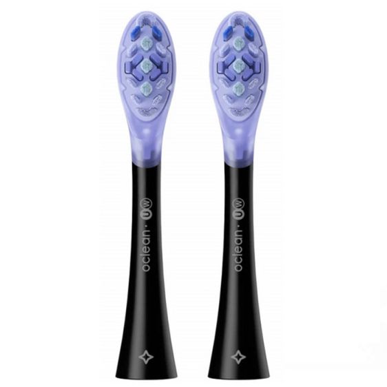 Set of 2 replacement heads for Oclean Ultra White electric toothbrush, Hard, Black