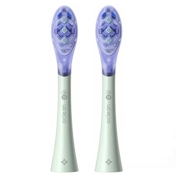 Set of 2 replacement heads for Oclean Ultra White electric toothbrush, Hard, Green