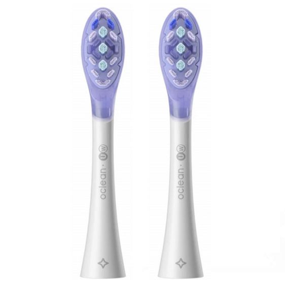 Set of 2 replacement heads for Oclean Ultra White electric toothbrush, Hard, White