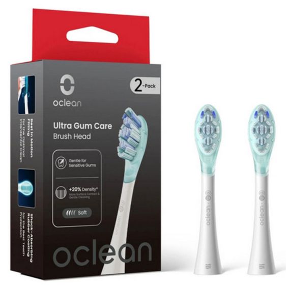 Set of 2 replacement heads for Oclean Ultra Gum Care electric toothbrush, Soft, White