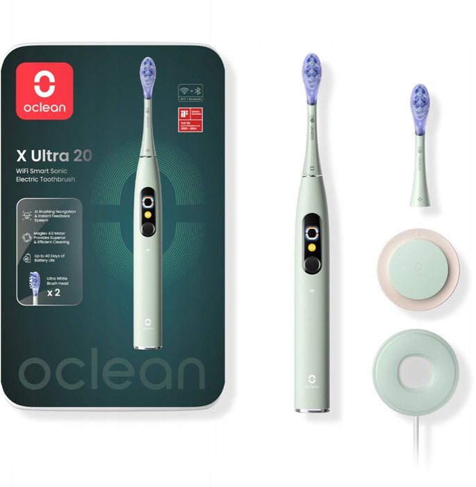 Electric toothbrush Oclean X Ultra 20, AI voice assistant, 84000 rpm, Wi-Fi, Bluetooth, Green
