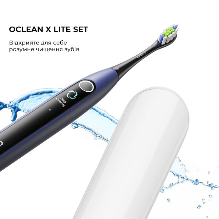 Electric toothbrush Oclean X Lite Set, 72000 rpm, 5 modes, Smart, Touchscreen, + Case, Dark blue