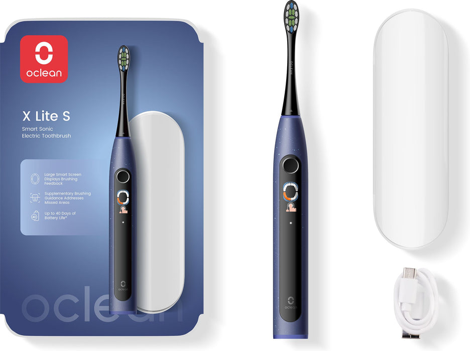 Electric toothbrush Oclean X Lite Set, 72000 rpm, 5 modes, Smart, Touchscreen, + Case, Dark blue