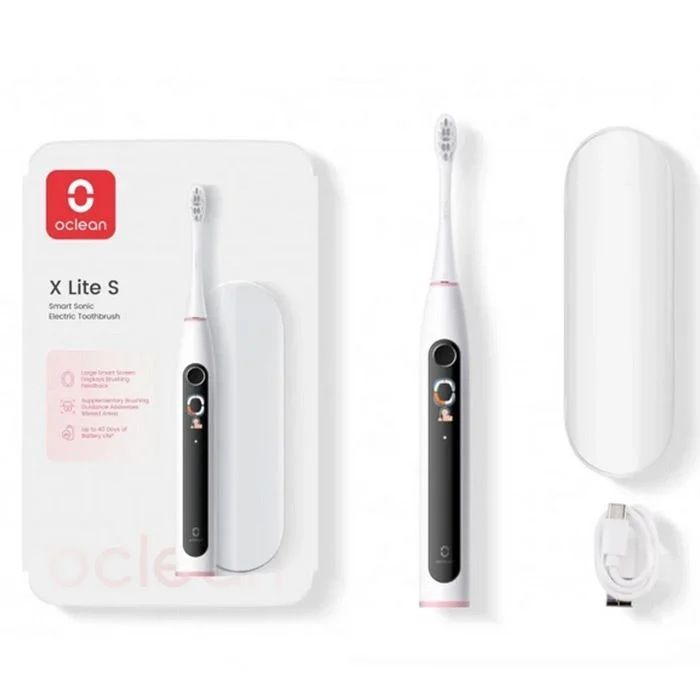 Electric toothbrush Oclean X Lite Set, 72000 rpm, 5 modes, Smart, Touchscreen, + Case, Light gray