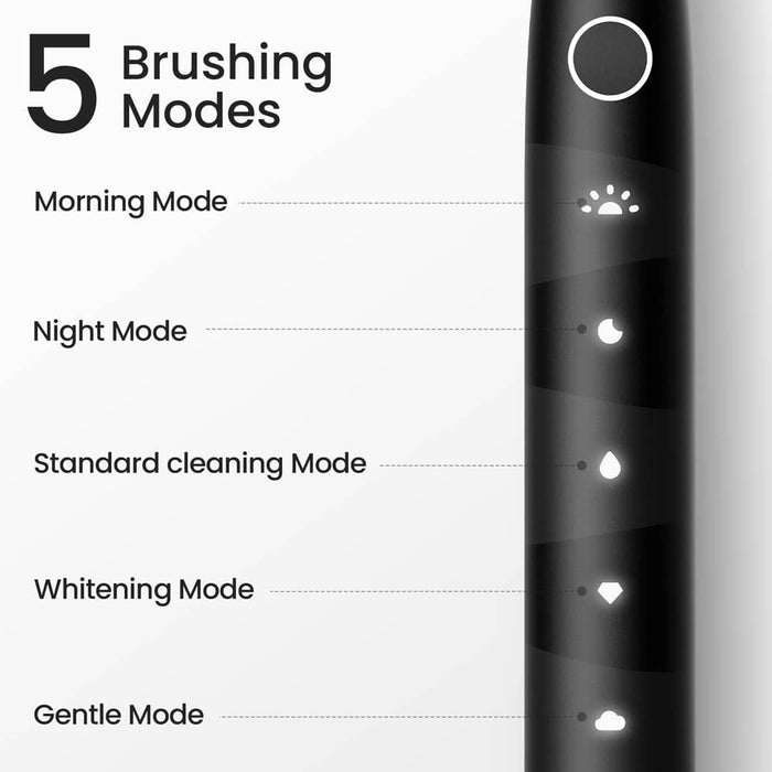 Electric toothbrush Oclean Flow S, 1.85W, 76000 rpm, 5 modes, Timer, Type-C, Antibacterial surface, Black