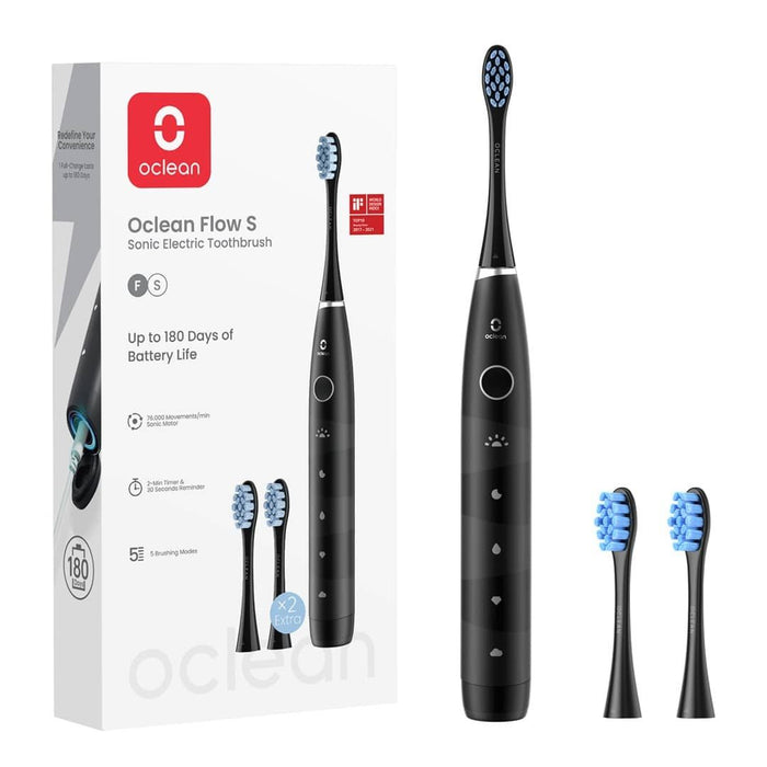 Electric toothbrush Oclean Flow S, 1.85W, 76000 rpm, 5 modes, Timer, Type-C, Antibacterial surface, Black