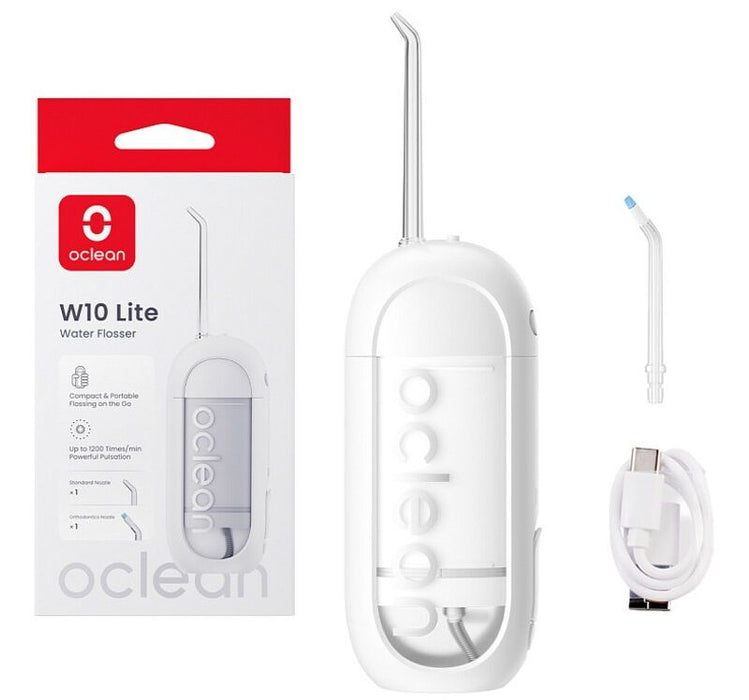 Oclean W10 Lite Dental Water Jet, 3 Modes, 2 Nozzles, 1200 Pulses Per Minute, Up to 140 PSI, White