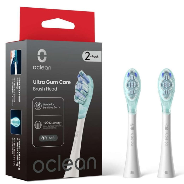 Set of 2 replacement heads for Oclean Ultra Gum Care electric toothbrush, Soft, White
