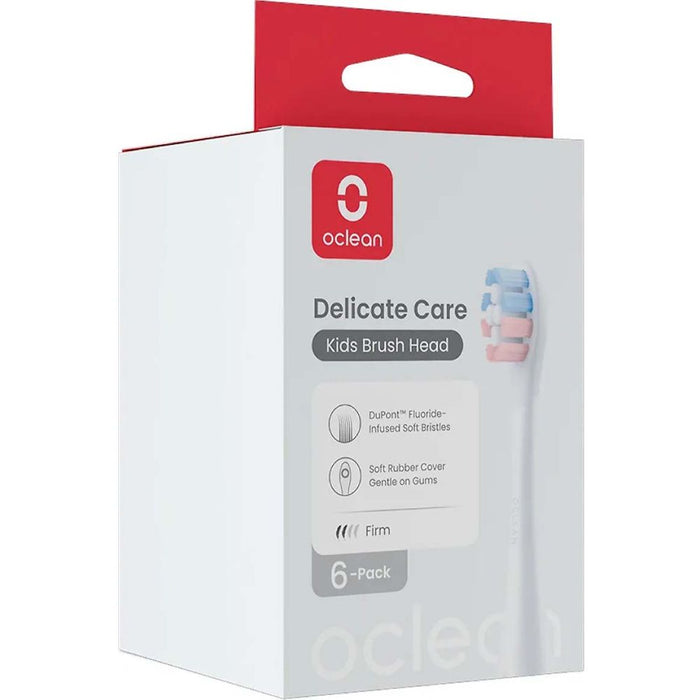 Set of 6 replacement heads for Oclean Delicate Care Electric Toothbrush, Soft, White