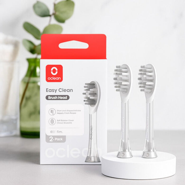 Set of 2 replacement toothbrush heads for Oclean Easy Clean P1K3, Hard, Silver