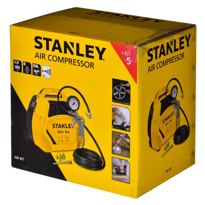 Oil-free compressor AIR KIT OL 1,1KW 8 BAR STANLEY - CompressorsNAK-KOM<<<Cordless toolsNAK<<<ActionPL