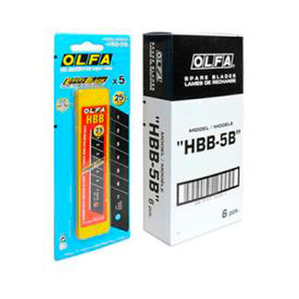 SPARE BLADE FOR MODEL KNIFE 5 PCS. 25MM OLFA HBB 5B