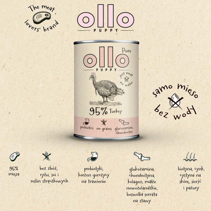 OLLO Puppy Pure Turkey - wet dog food - 400 g