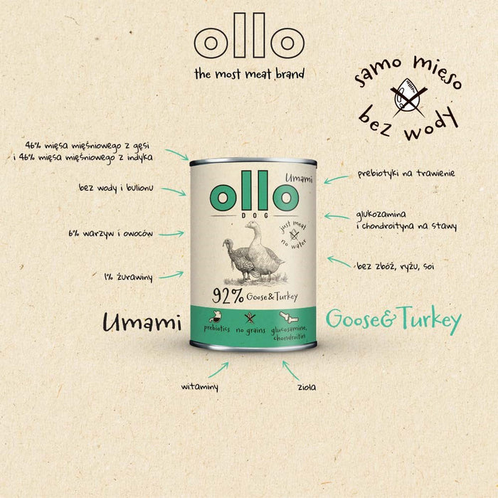 OLLO Umami Goose and turkey - wet dog food - 850g