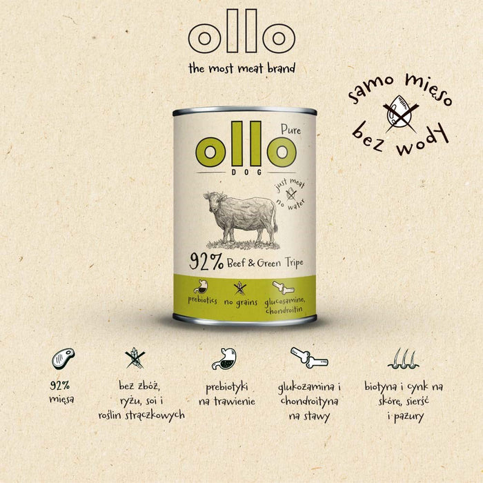 OLLO Pure Beef and Green tripe - wet dog food - 850g