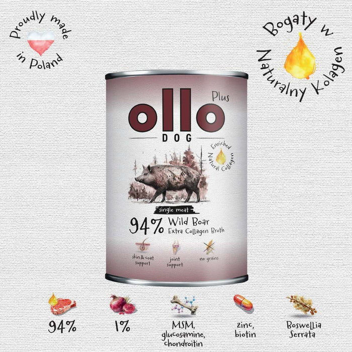OLLO Plus Collagen Wild boar - wet dog food - 400g