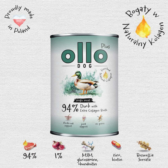 OLLO Plus Collagen Mono Duck - wet dog food - 800g