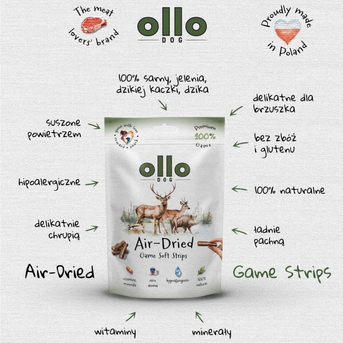 OLLO Air-Dried Game strips - dog treat - 80g