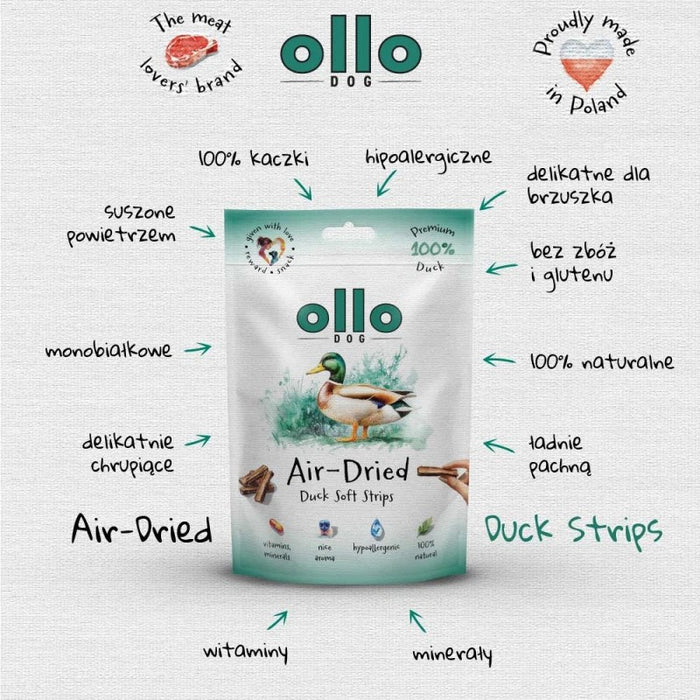 OLLO Air-Dried Duck strips - dog treat - 80g