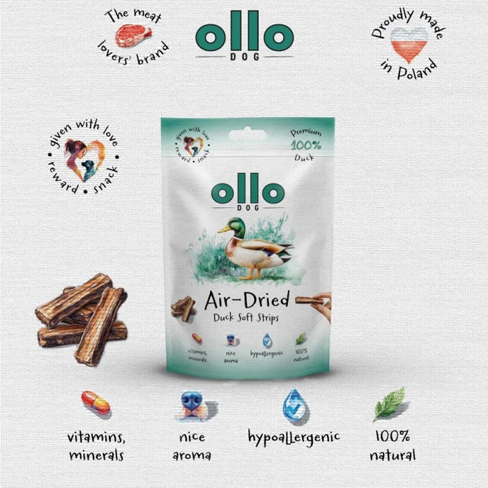OLLO Air-Dried Duck strips - dog treat - 80g