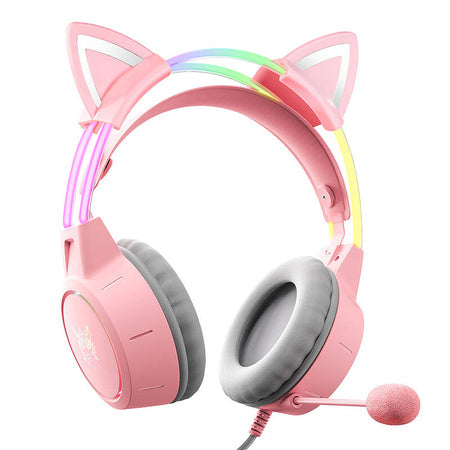 ONIKUMA X15Pro Gaming Headphones Pink/Cat Ears