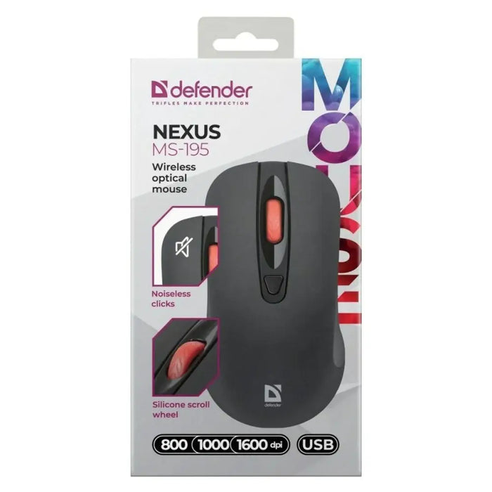 Optical Wireless Mouse Defender NEXUS MS-195 RF Black 1600 dpi - Мишки & Mouse<<<Електроника Периферни и резервни
