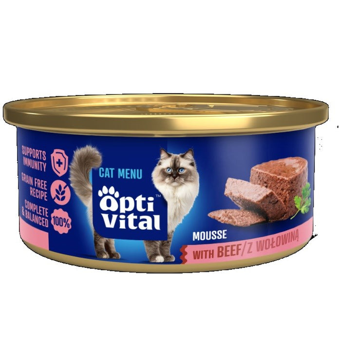 OPTIVITAL Fluffy mousse with beef - wet cat food - 85g