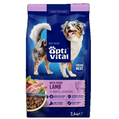 OPTIVITAL with fresh lamb - dry dog food - 2,4kg