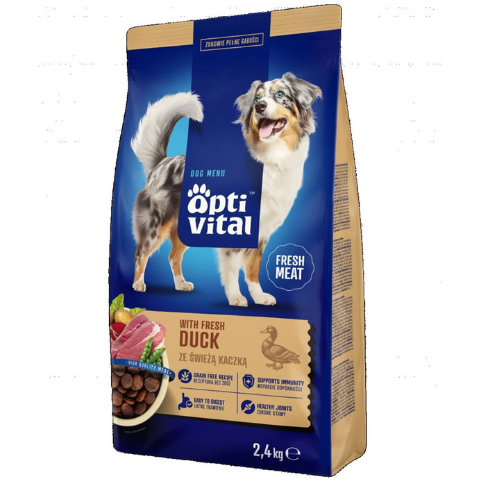 OPTIVITAL With fresh duck - dry dog food - 2,4kg