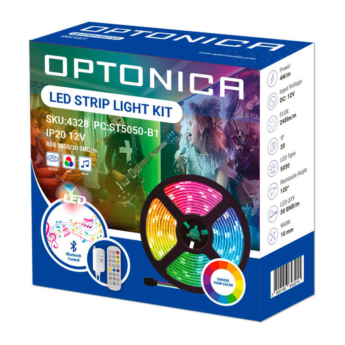MUSIC LED STRIP KIT 12W 1200LM 30/5M IP20 RGB OPTONICA