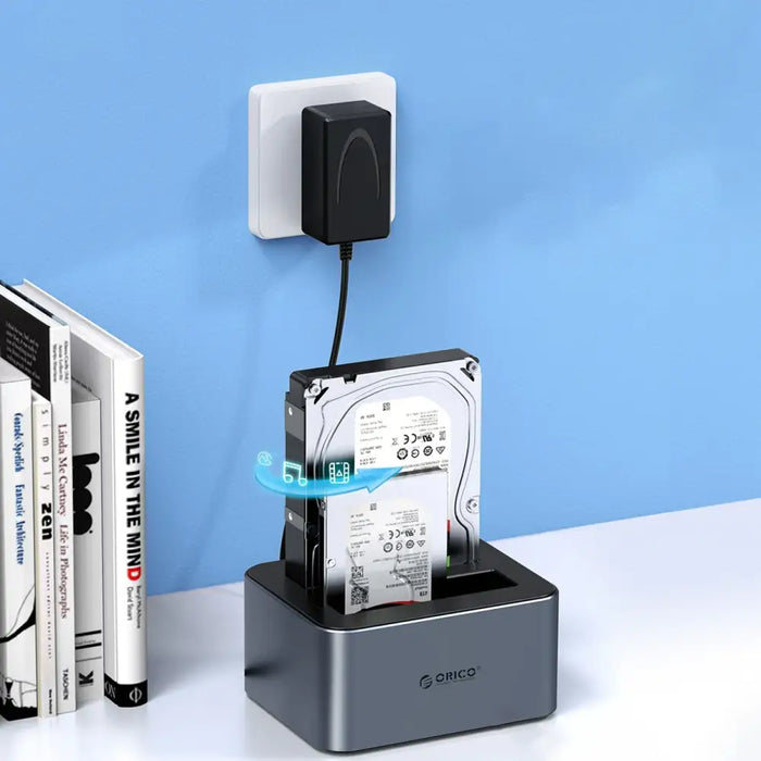 Orico 6626C3-C-V1 2-Drive Docking Station with Offline Clone Function 2.5’’/3.5’’ SATA HDD/SSD - Gray - Disk