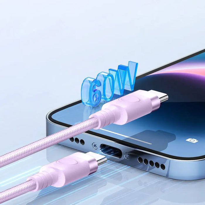 Orico CDX 60W 3A Power Delivery USB-C - USB-C 1m Cable - Purple - Cell phone cables<<<HurtelXML