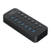 Orico CT2U3-7AB 7x USB-A 3.0 Hub with Switches - Black - USB hubs<<<HurtelXML