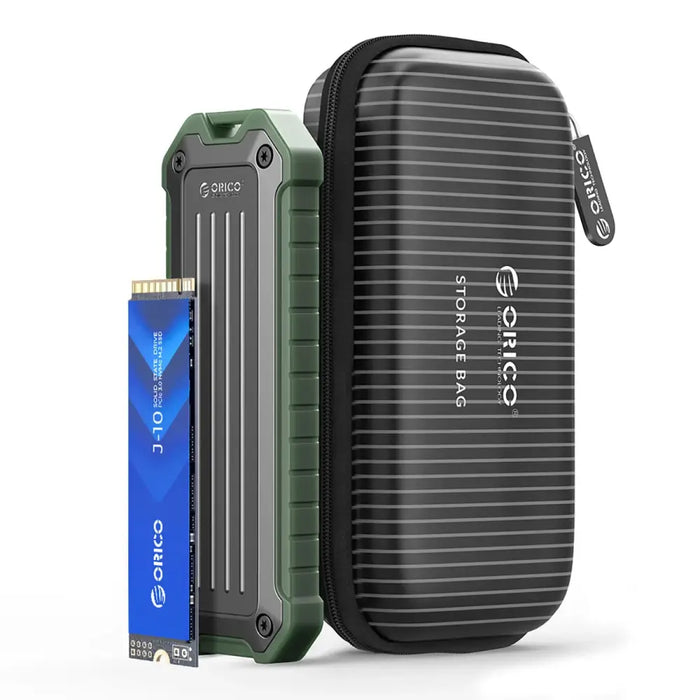 Orico OTPX-G2 M.2 NVMe/SATA SSD USB-C 3.2 tactical reinforced drive bay - gray-green - Disk adapters<<<HurtelXML