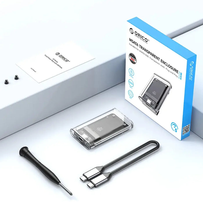 Orico TC10-MS MSATA USB-C 3.2 5Gb/s Disk Cartridge - Transparent - Disk adapters<<<HurtelXML