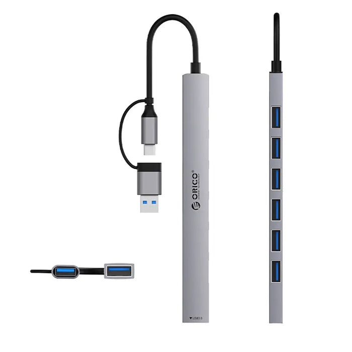 Orico YSA2-U3 USB-A/USB-C Hub Docking Station 1x USB-A 3.0 + 6x USB-A 2.0 - Gray - USB hubs<<<HurtelXML