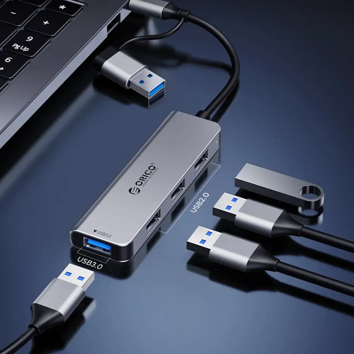Orico YSA5-U3 USB-A/USB-C Hub Docking Station 3x USB-A 2.0 + 1x USB-A 3.0 - Gray - USB hubs<<<HurtelXML