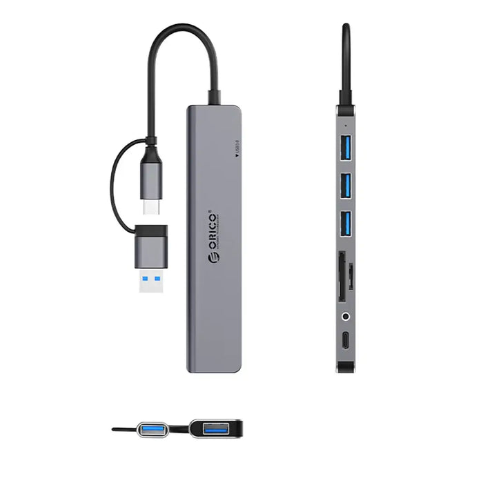 Orico YSA8-U3 USB-A/USB-C Hub Docking Station 3x USB-A 2.0 + 1x USB-A 3.0 + 1x USB-C 2.0 + 1x 3.5mm Audio + 2x TF&SD