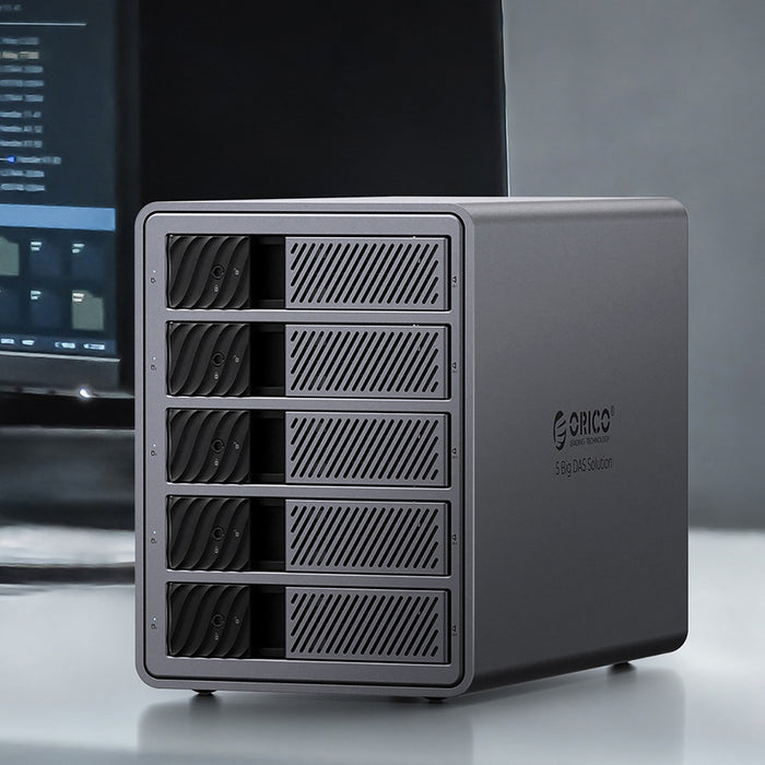 Orico 9858T3 5 Big DAS Solution ProThunder Disk Array with Thunderbolt 3 for 5 x 2.5"/3.5" SATA HDD/SSD - Gray