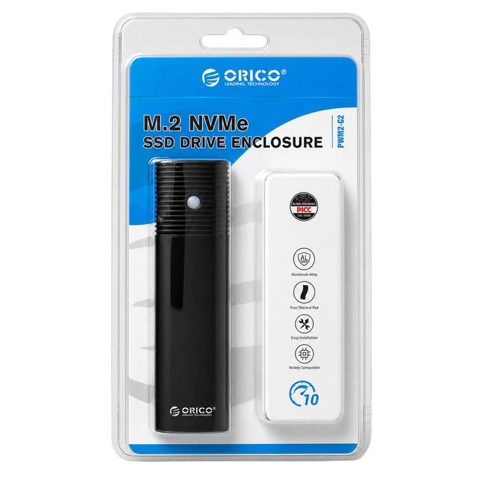 Orico PWM2-G2 M.2 NVME USB-C 10Gb/s Disk Drive - Black