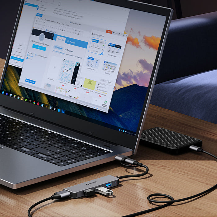 Orico YSB4-U2 USB-A/USB-C Hub Docking Station 2x USB-A 2.0 + 1x USB-A 3.0 + 1x USB-C 2.0 + 1x USB-C - Gray