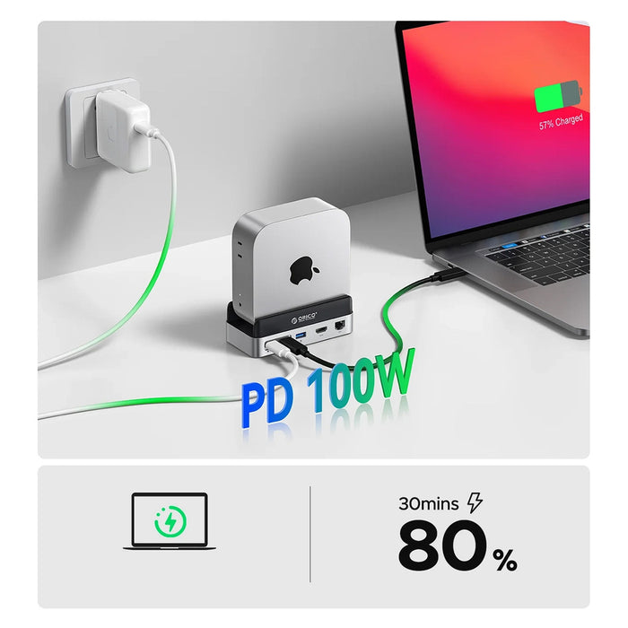 Orico MiniDock 10-in-1 Docking Station with SSD Hard Drive Bay - Silver