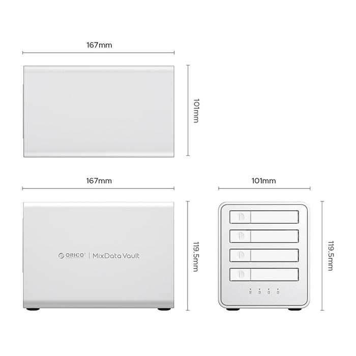 Orico 8848RC3 DAS Series 4-bay 2.5" HDD/SSD/M.2 SATA/mSATA Disk Array - White