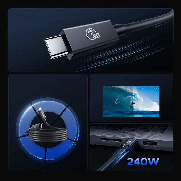 Orico USB4 Thunderbolt 5 Cable 80Gbps 240W USB-C to USB-C 1.5m - Black